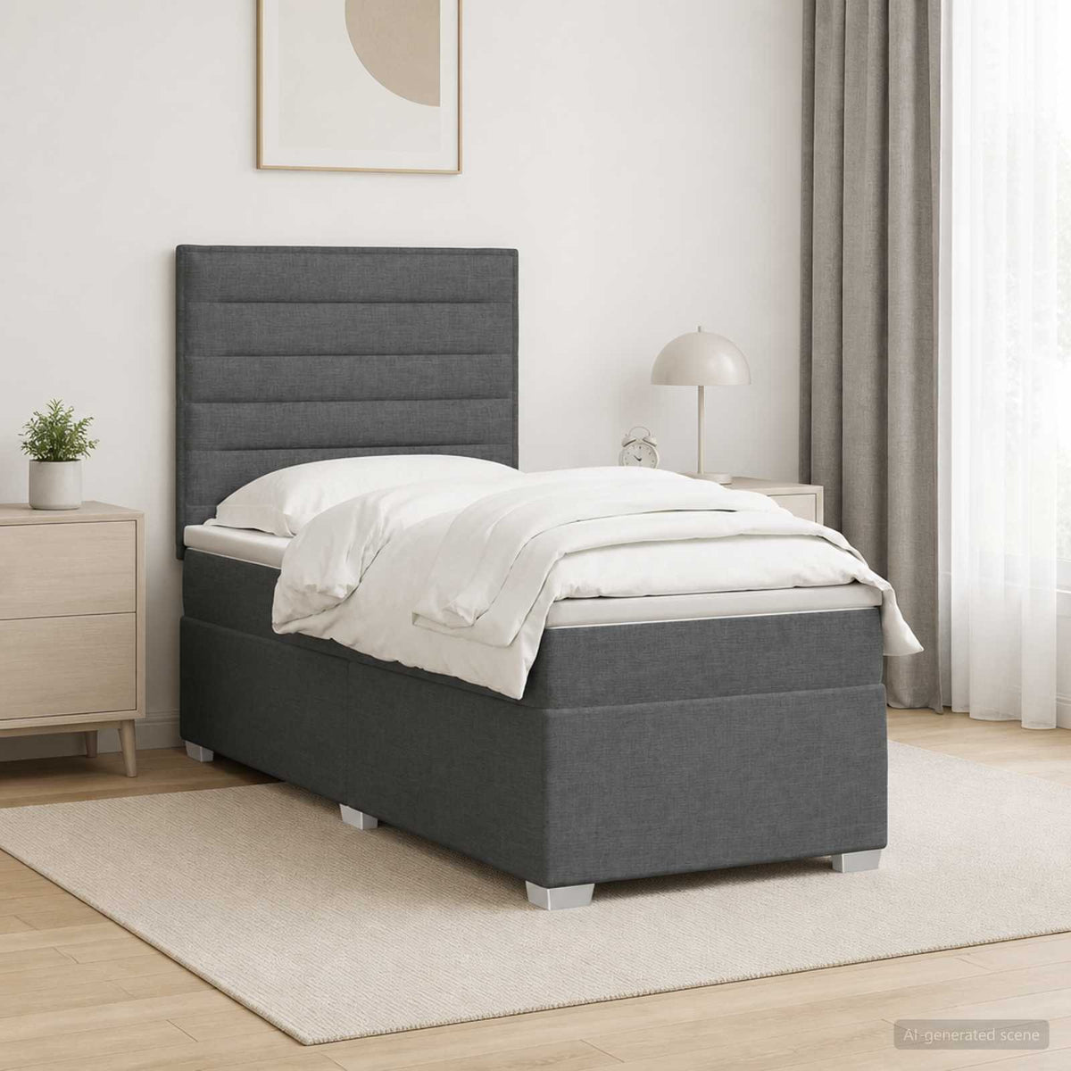 Boxspring ágy matraccal és LED-del Sötétszürke 90 x 190 cm