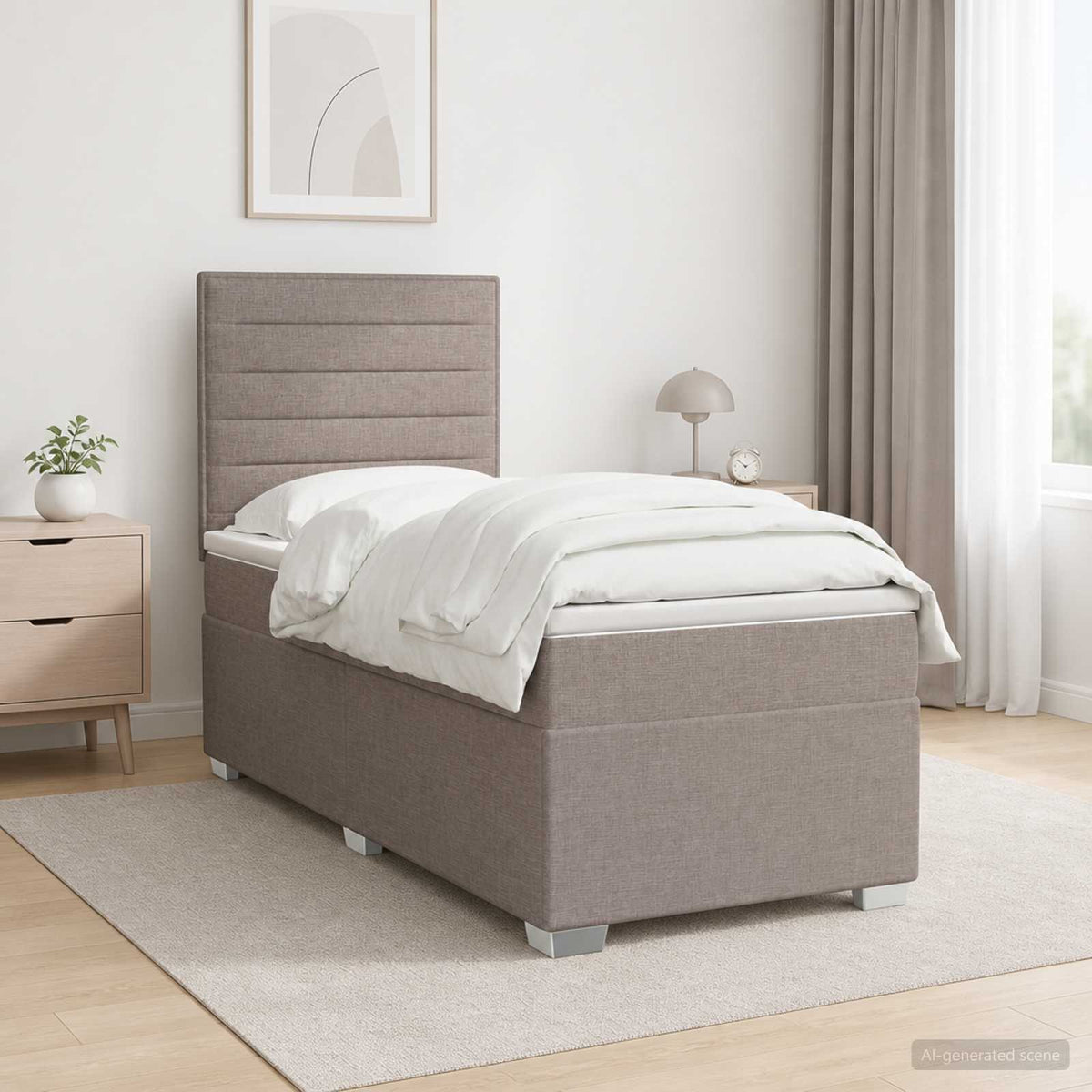 Boxspring ágy matraccal Tópszínű 100 x 200 cm Szövet
