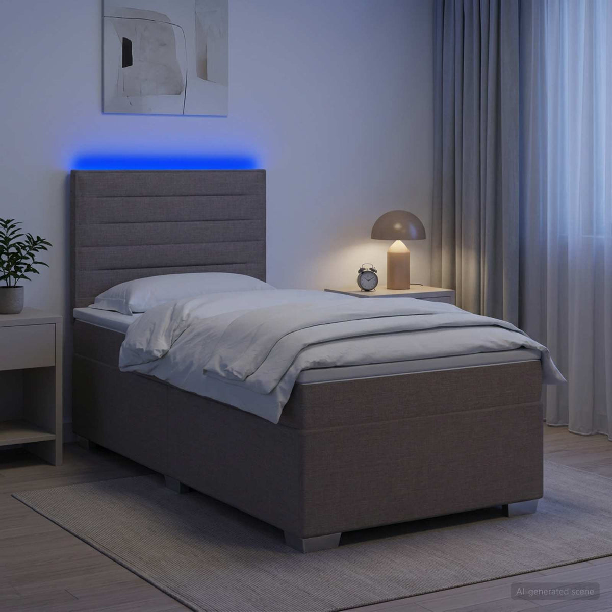 Boxspring ágy matraccal Tópszínű 100 x 200 cm Szövet
