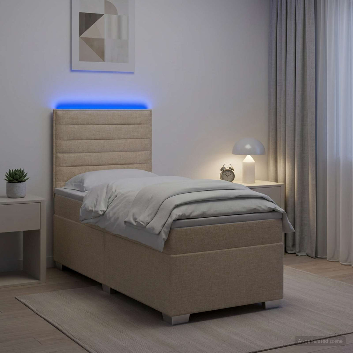 Boxspring ágy matraccal Krémszínű 80 x 200 cm Szövet