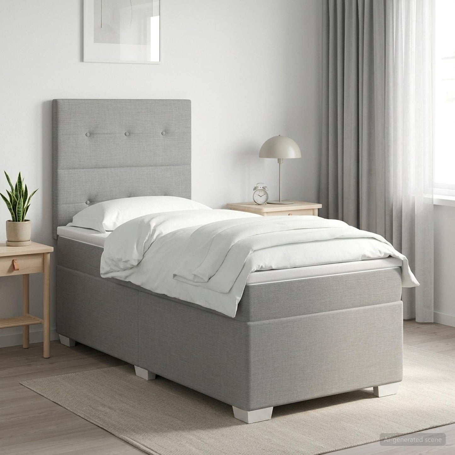 Boxspring ágy matraccal és LED-del Világosszürke 90 x 190 cm