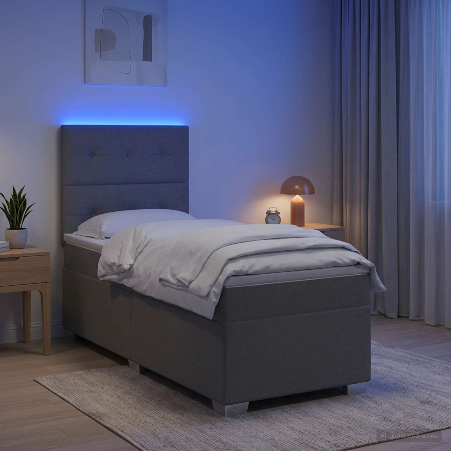 Boxspring ágy matraccal és LED-del Világosszürke 90 x 190 cm