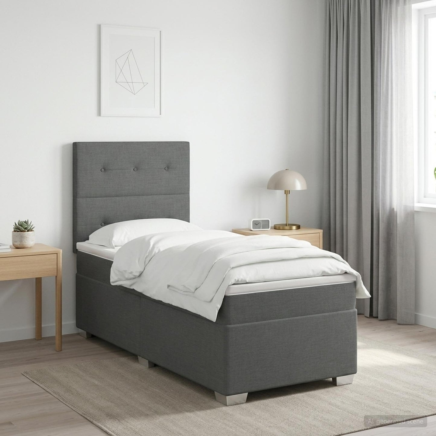 Boxspring ágy matraccal Sötétszürke 100 x 200 cm Szövet