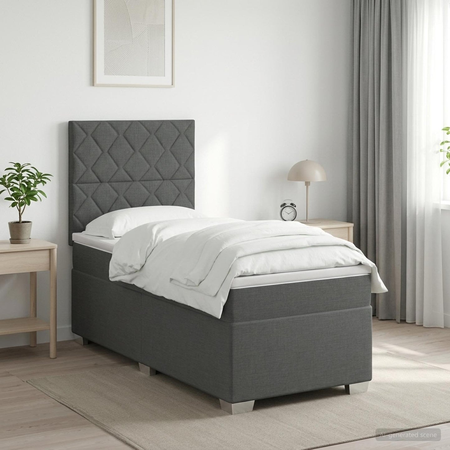 Boxspring ágy matraccal Sötétszürke 80 x 200 cm Szövet