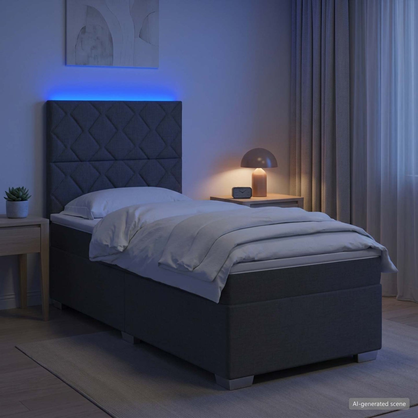 Boxspring ágy matraccal Sötétszürke 80 x 200 cm Szövet