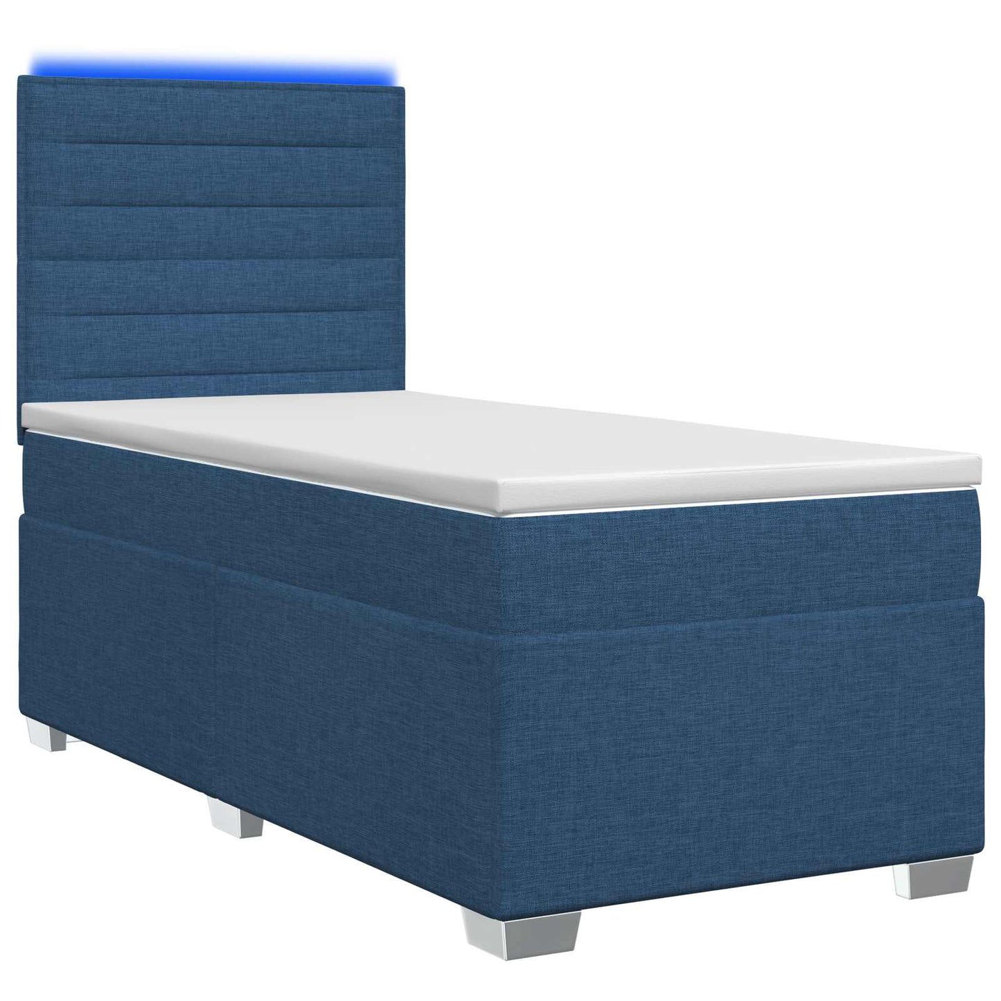 Boxspring ágy matraccal LED szalagokkal Kék 90 x 190 cm Szövet