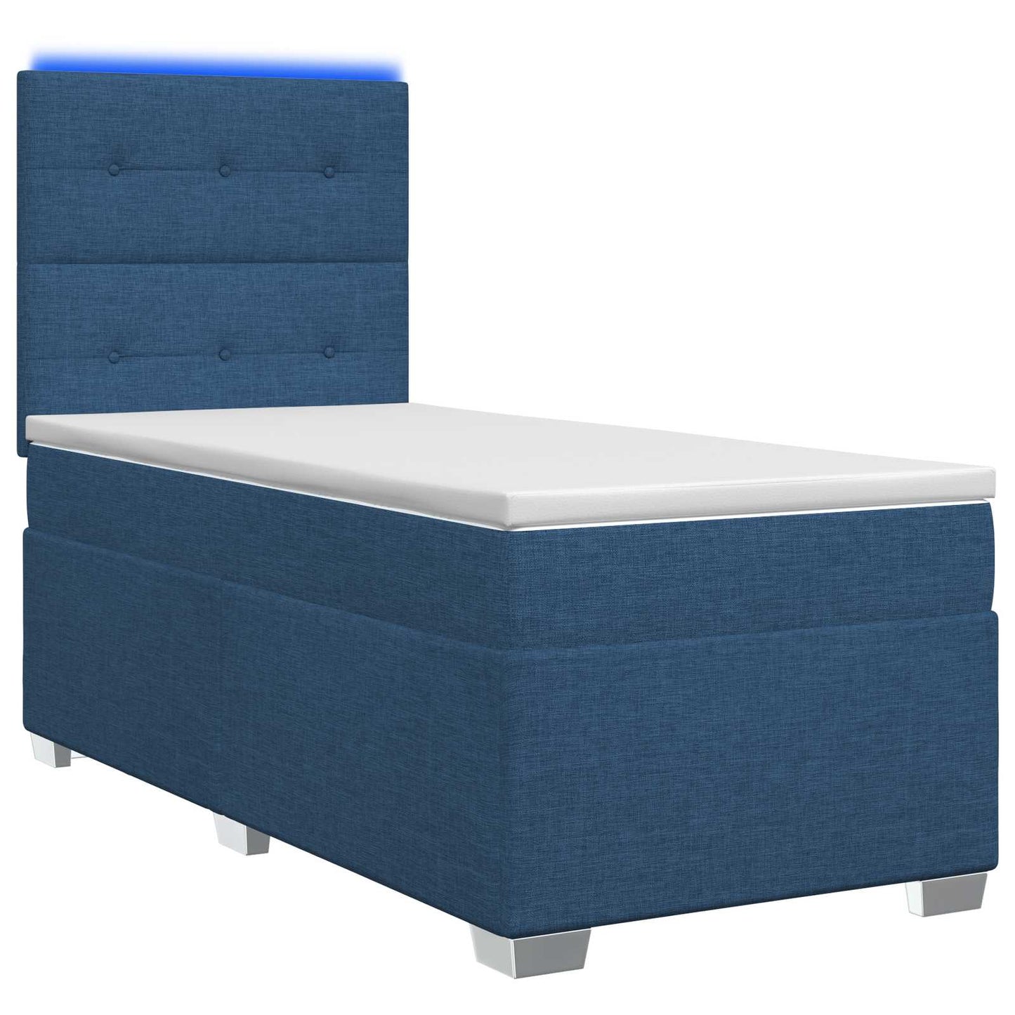 Boxspring ágy matraccal LED szalagokkal Kék 90 x 190 cm Szövet