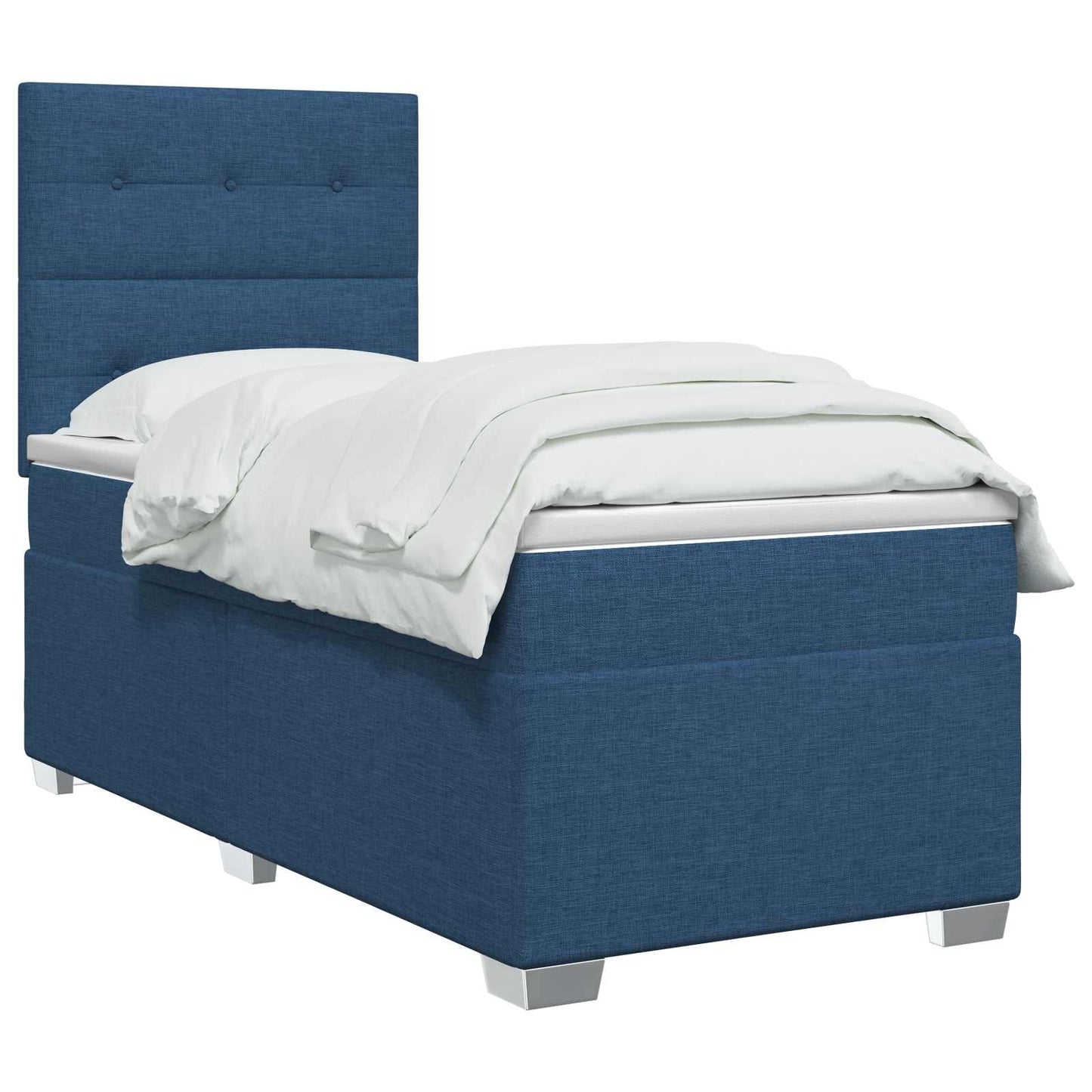 Boxspring ágy matraccal LED szalagokkal Kék 90 x 200 cm Szövet