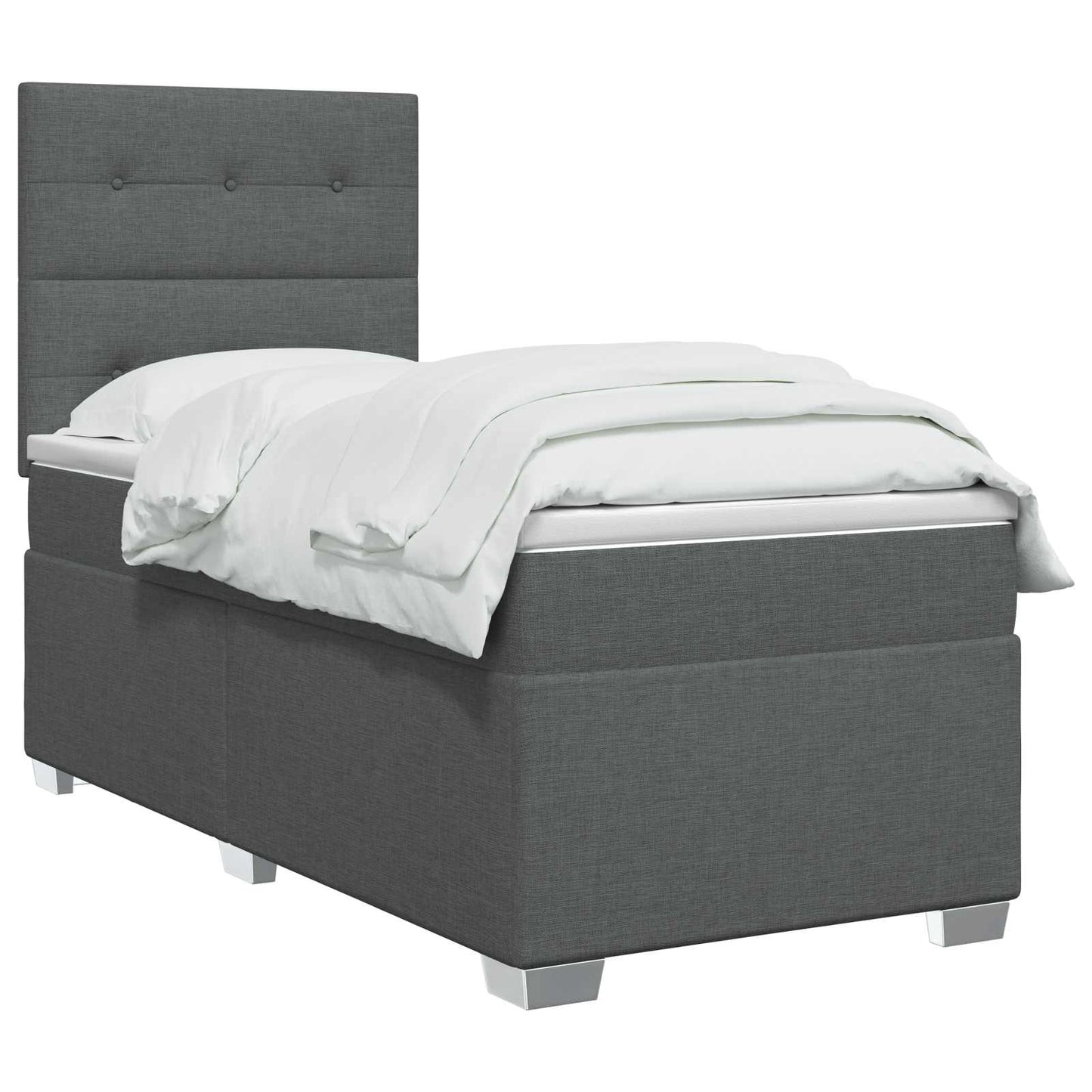 Boxspring ágy matraccal Sötétszürke 100 x 200 cm Szövet