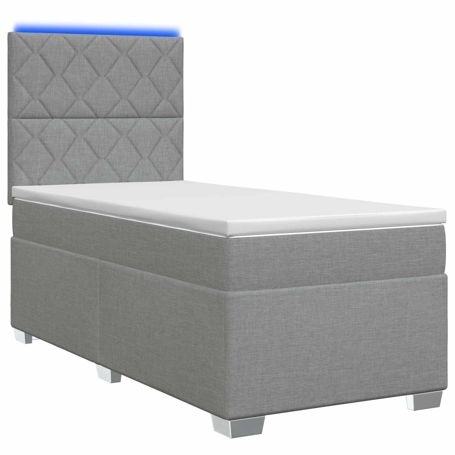 Boxspring ágy matraccal Világosszürke 100 x 200 cm Szövet