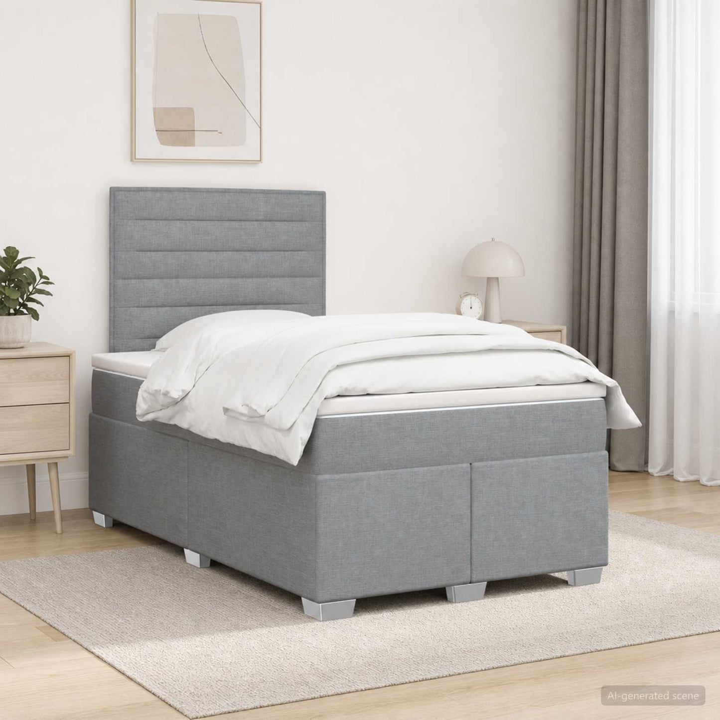 Boxspring ágy matraccal Világosszürke 120 x 200 cm Szövet