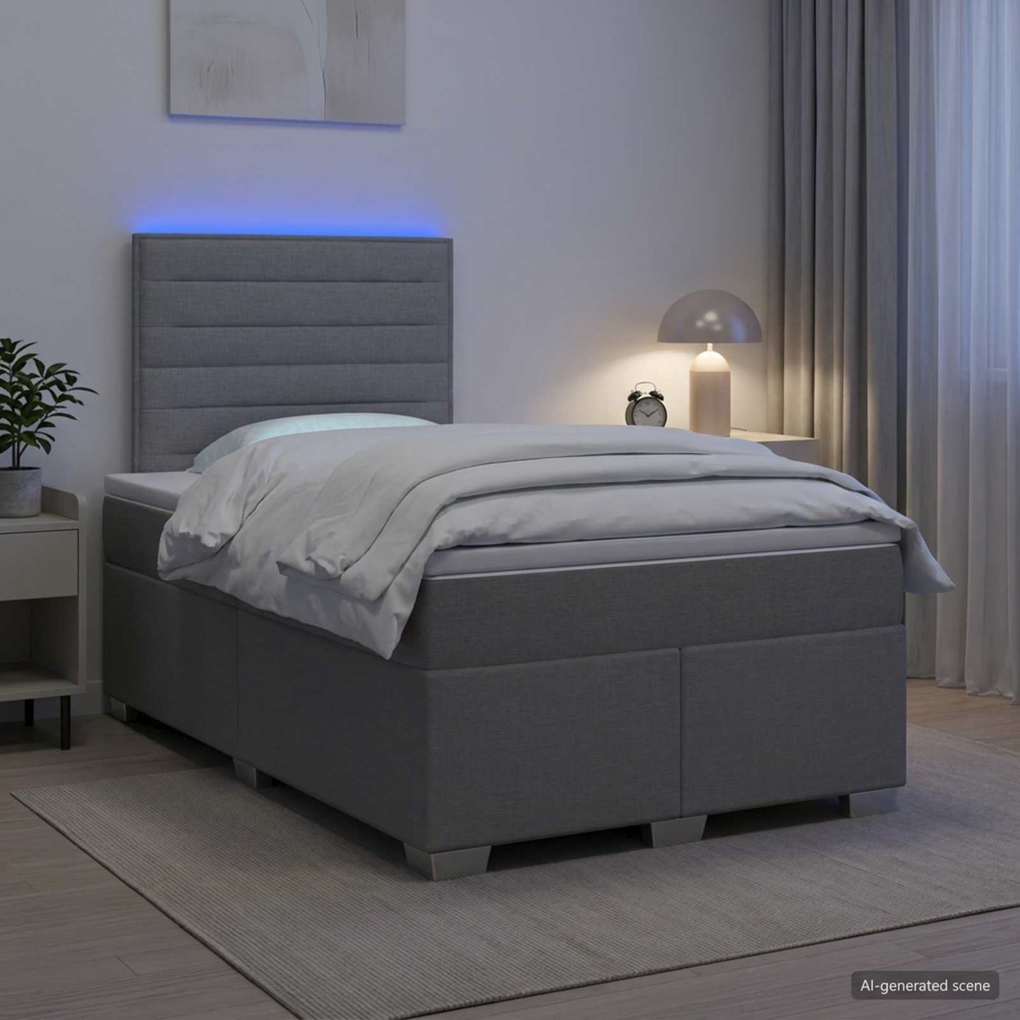 Boxspring ágy matraccal Világosszürke 120 x 200 cm Szövet