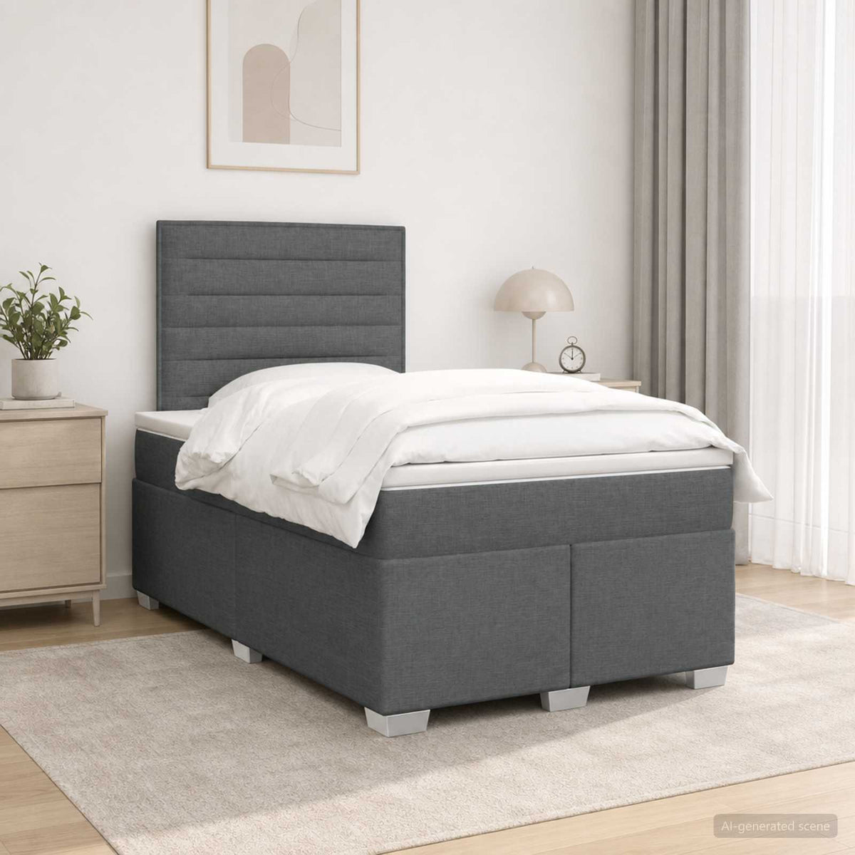 Boxspring ágy matraccal Sötétszürke 120 x 200 cm Szövet
