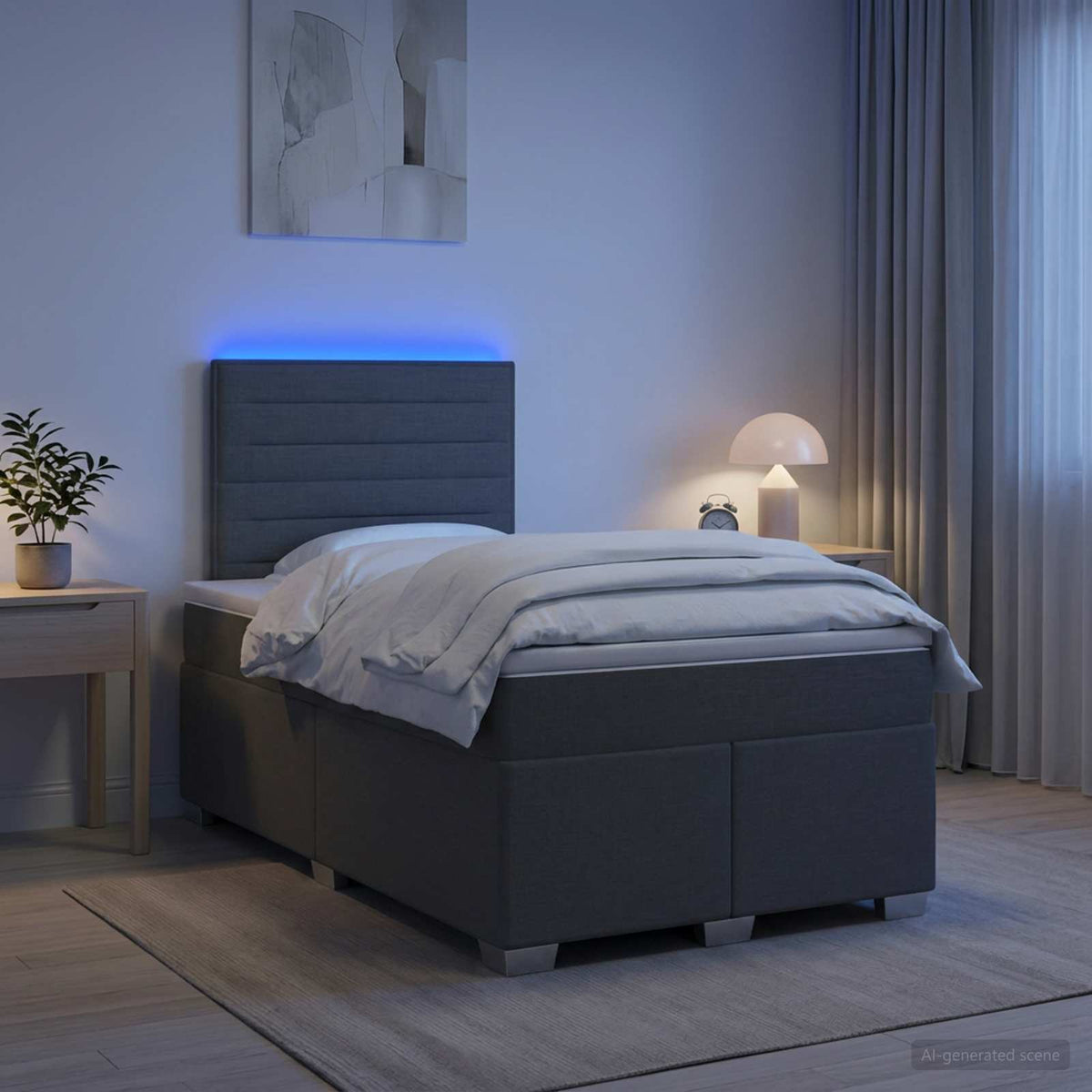 Boxspring ágy matraccal Sötétszürke 120 x 200 cm Szövet