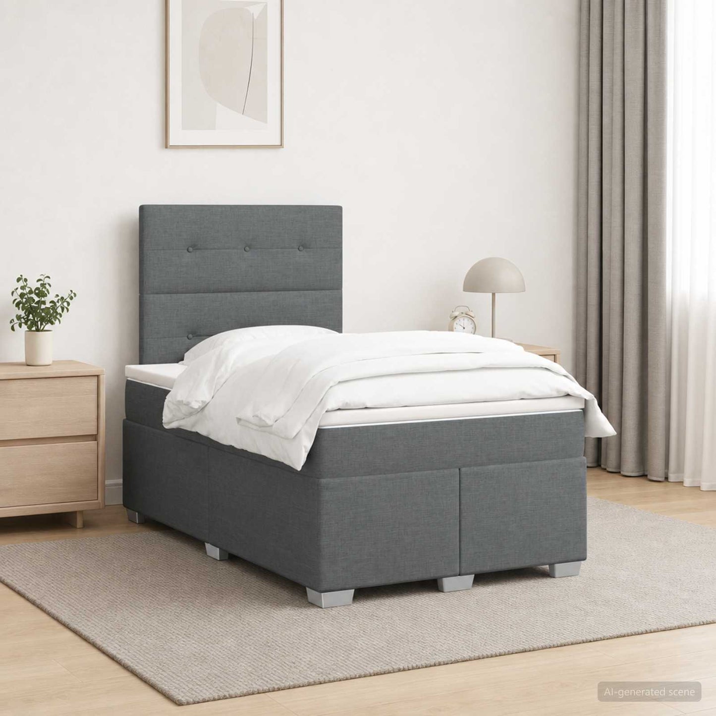 Boxspring ágy matraccal Sötétszürke 120 x 200 cm Szövet
