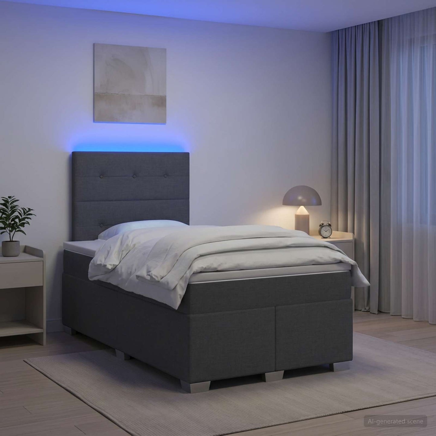 Boxspring ágy matraccal Sötétszürke 120 x 190 cm Szövet