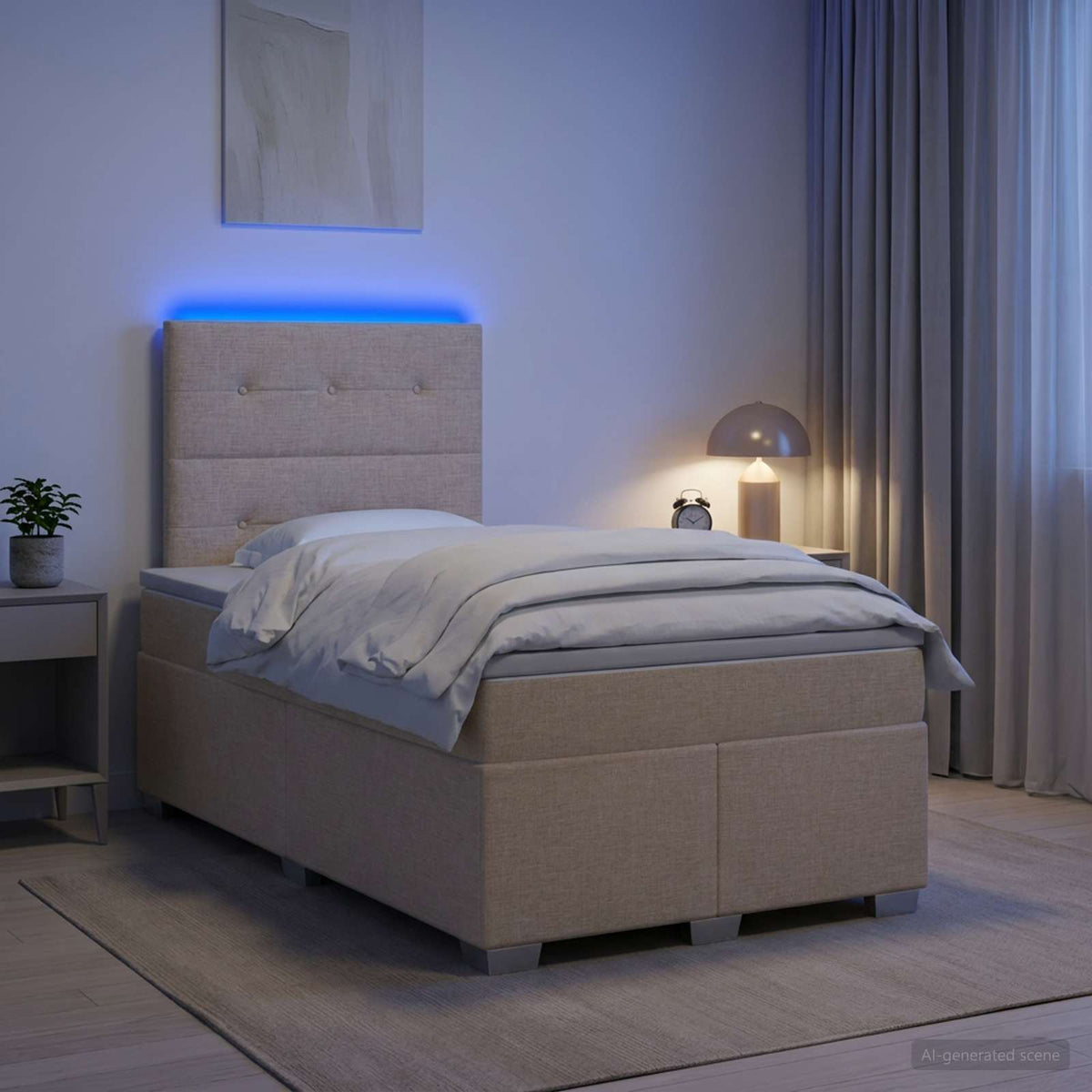 Boxspring ágy matraccal Krémszínű 120 x 200 cm Szövet
