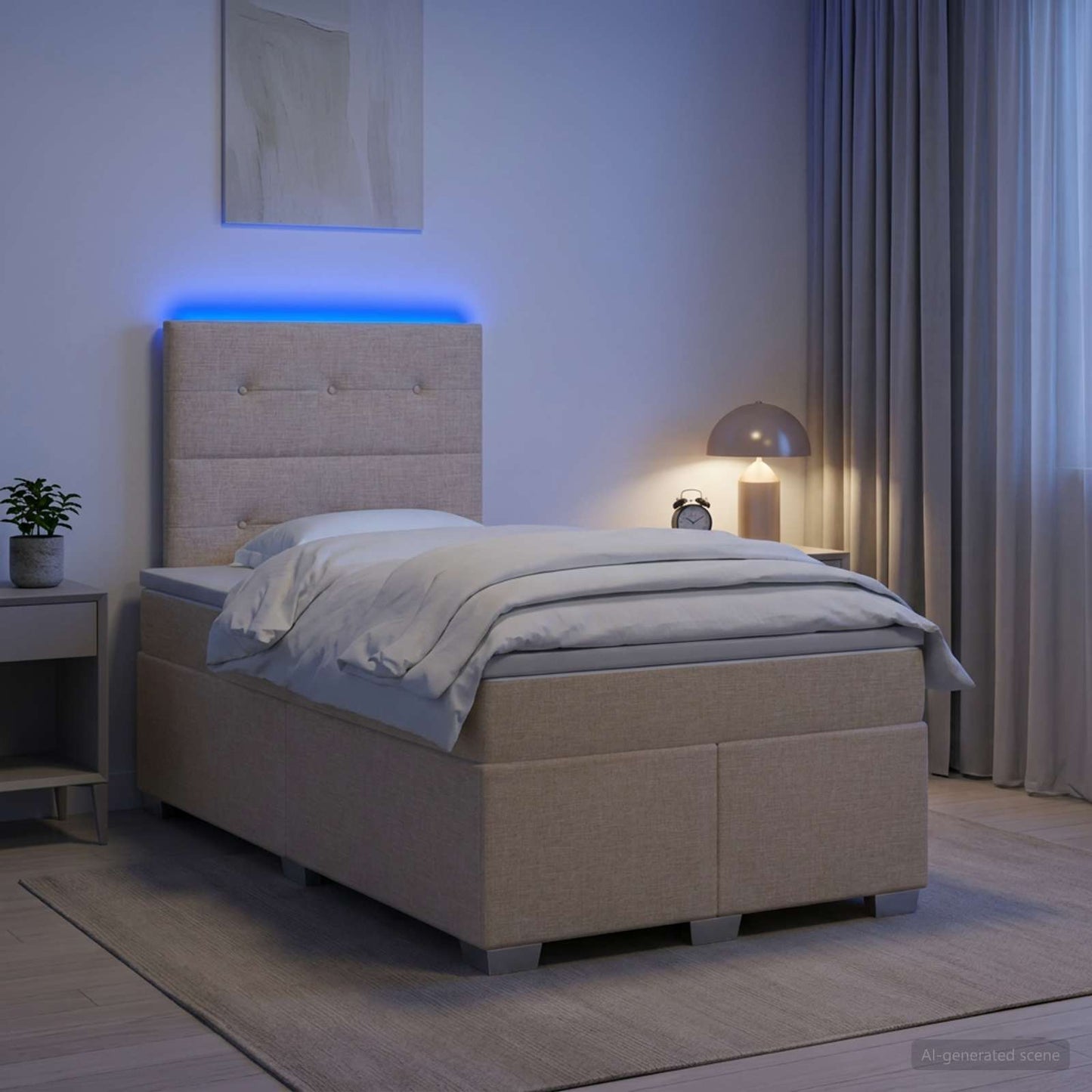 Boxspring ágy matraccal Krémszínű 120 x 190 cm Szövet