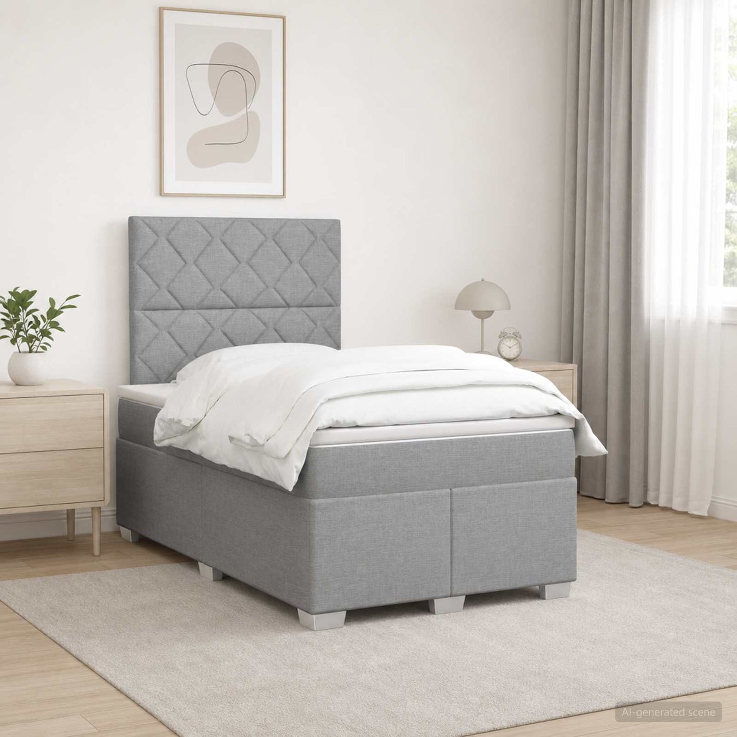 Boxspring ágy matraccal Világosszürke 120 x 200 cm Szövet