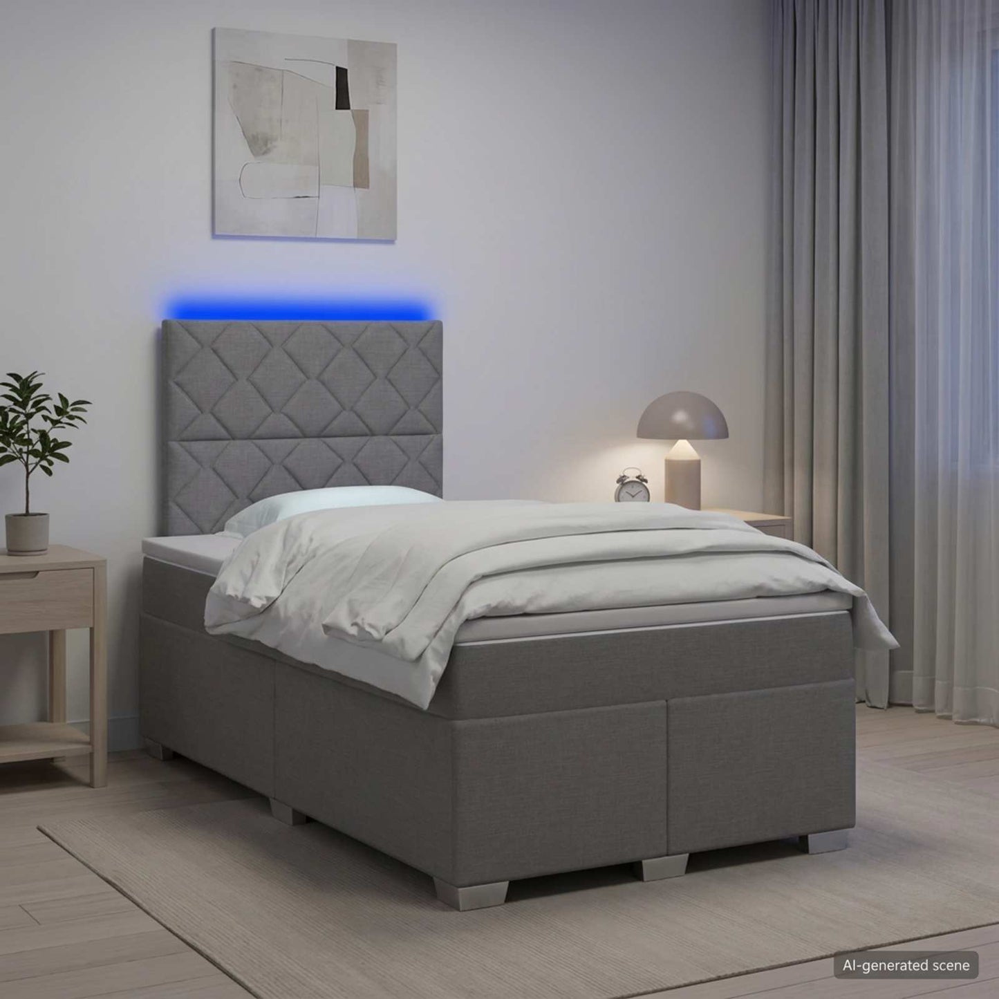 Boxspring ágy matraccal Világosszürke 120 x 200 cm Szövet