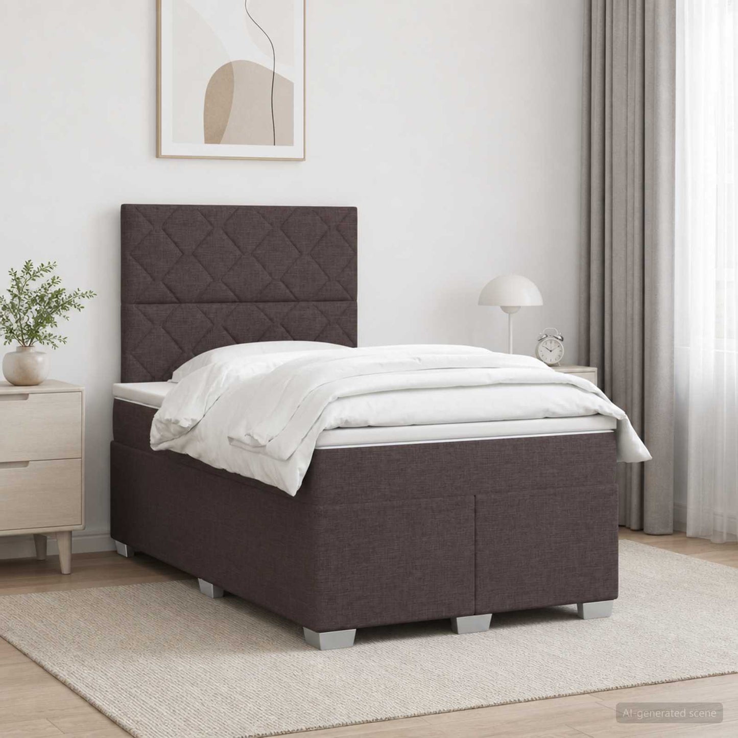 Boxspring ágy matraccal Sötét Barna 120 x 200 cm Szövet