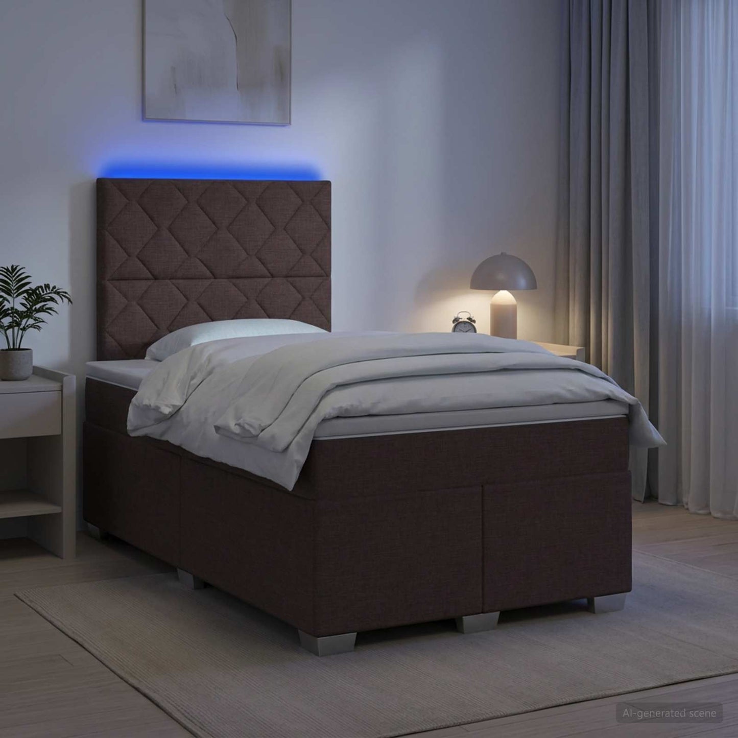 Boxspring ágy matraccal Sötét Barna 120 x 200 cm Szövet