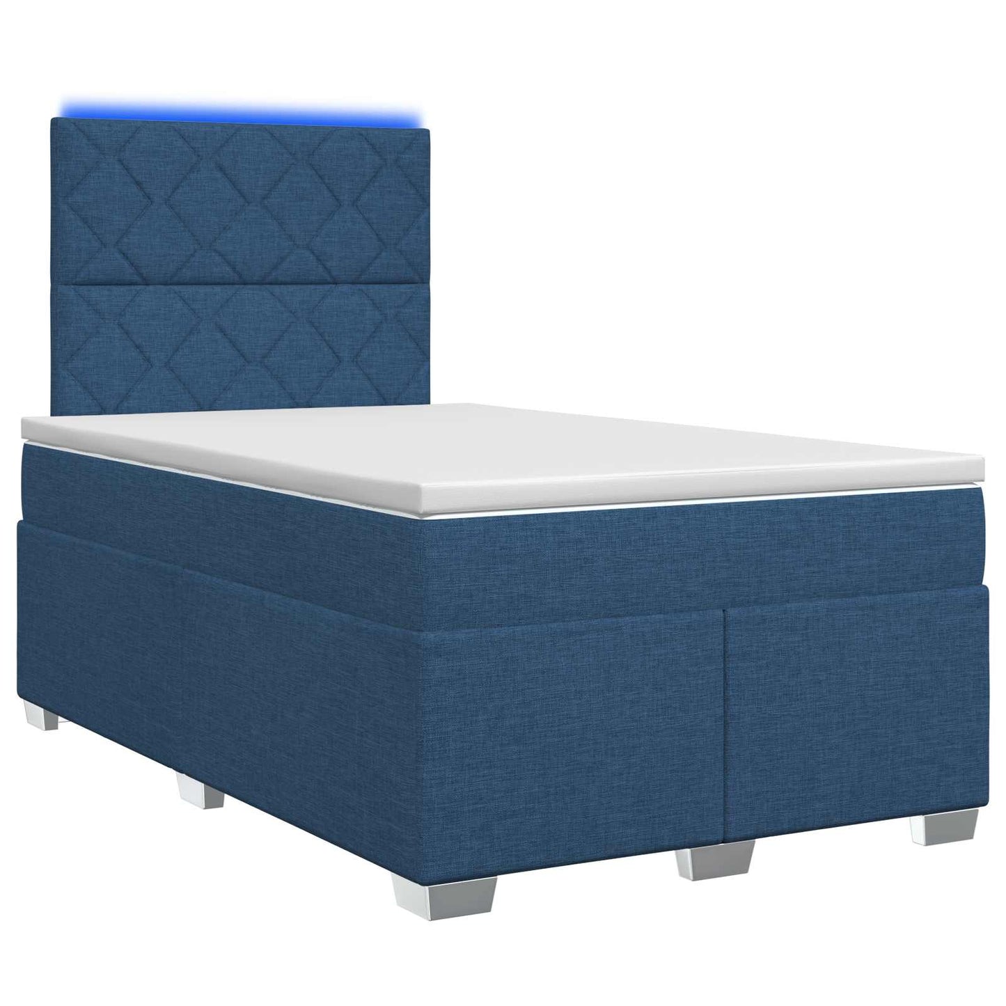 Boxspring ágy matraccal LED szalagokkal Kék 120 x 190 cm Szövet