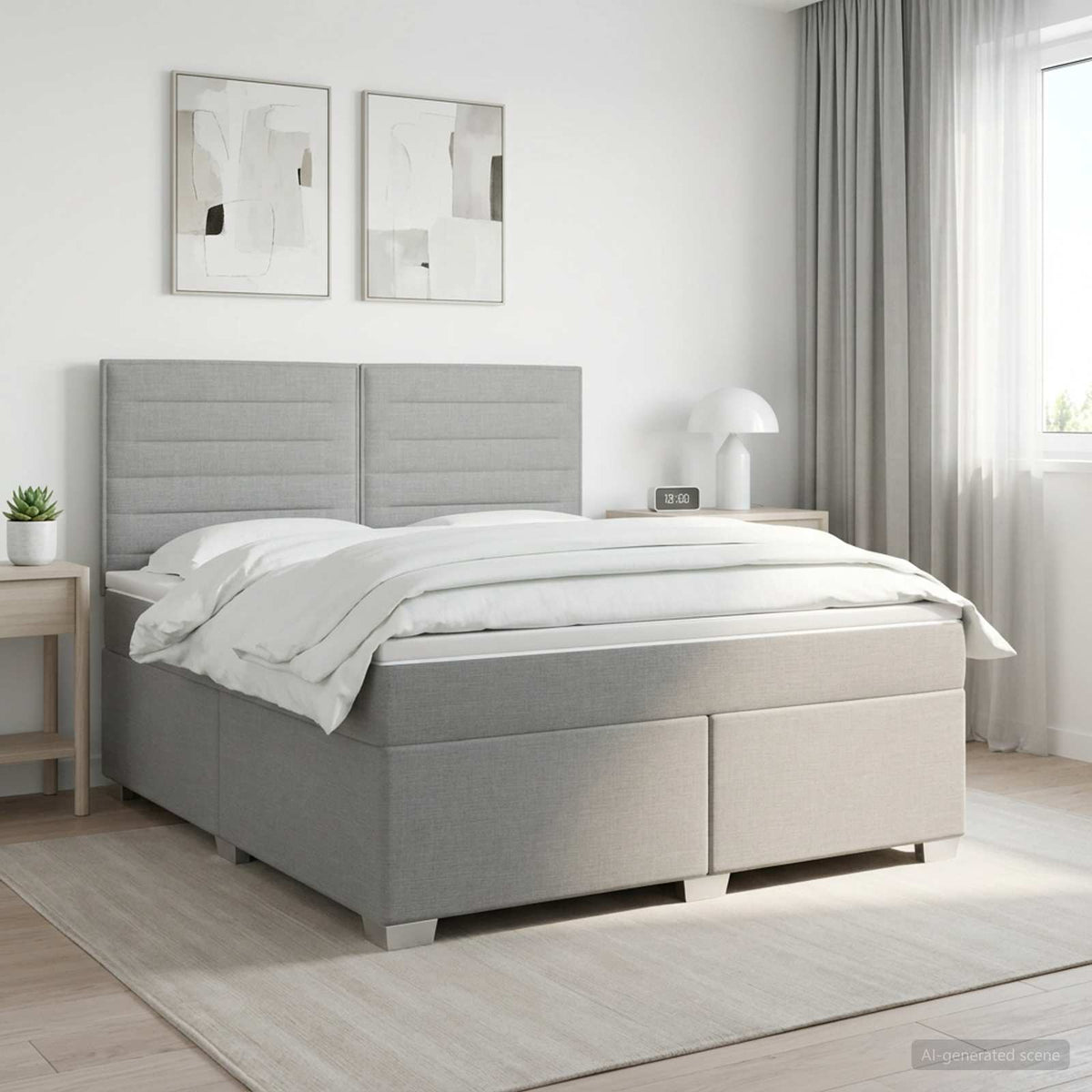 Boxspring ágy matraccal Világosszürke 140 x 200 cm Szövet
