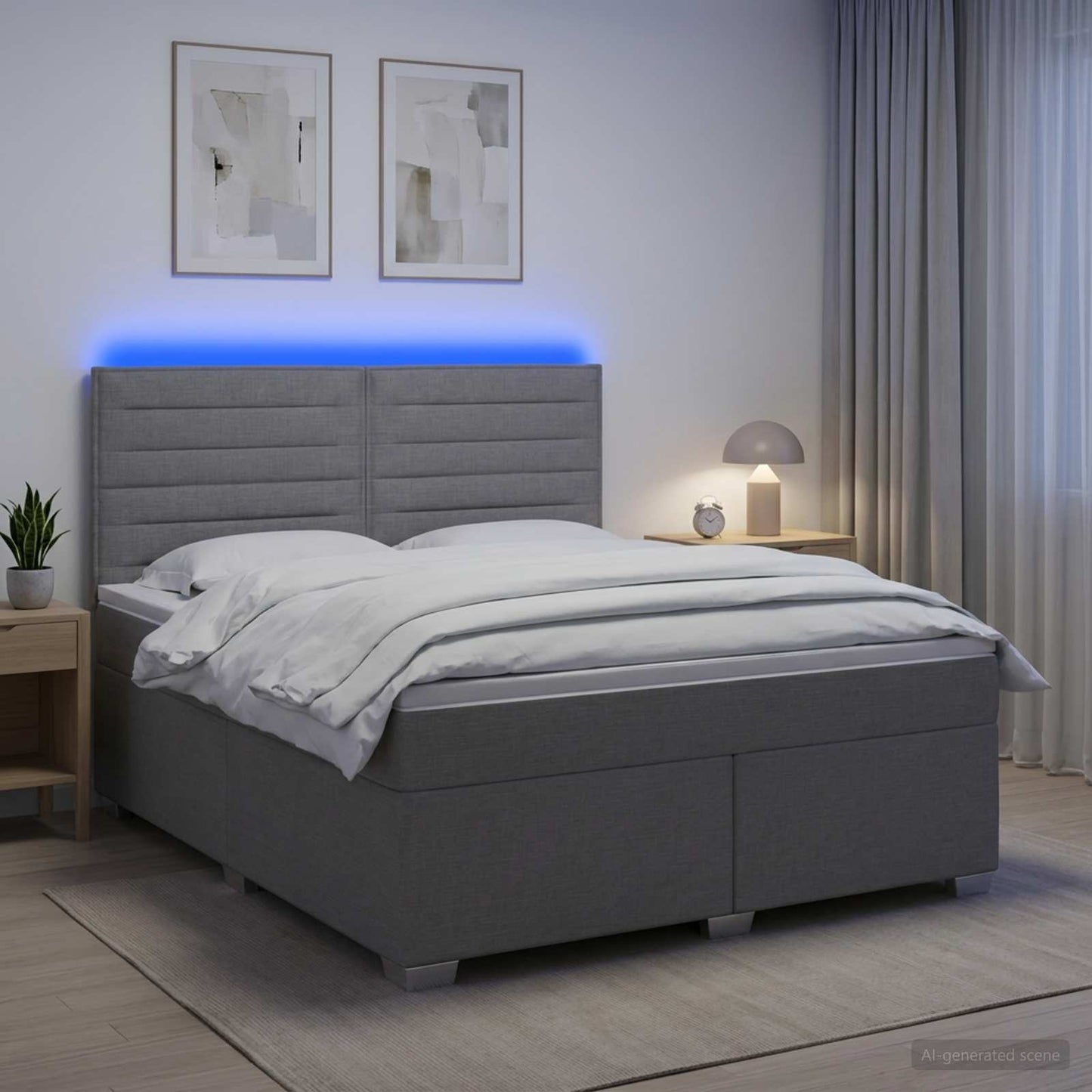 Boxspring ágy matraccal Világosszürke 140 x 190 cm Szövet
