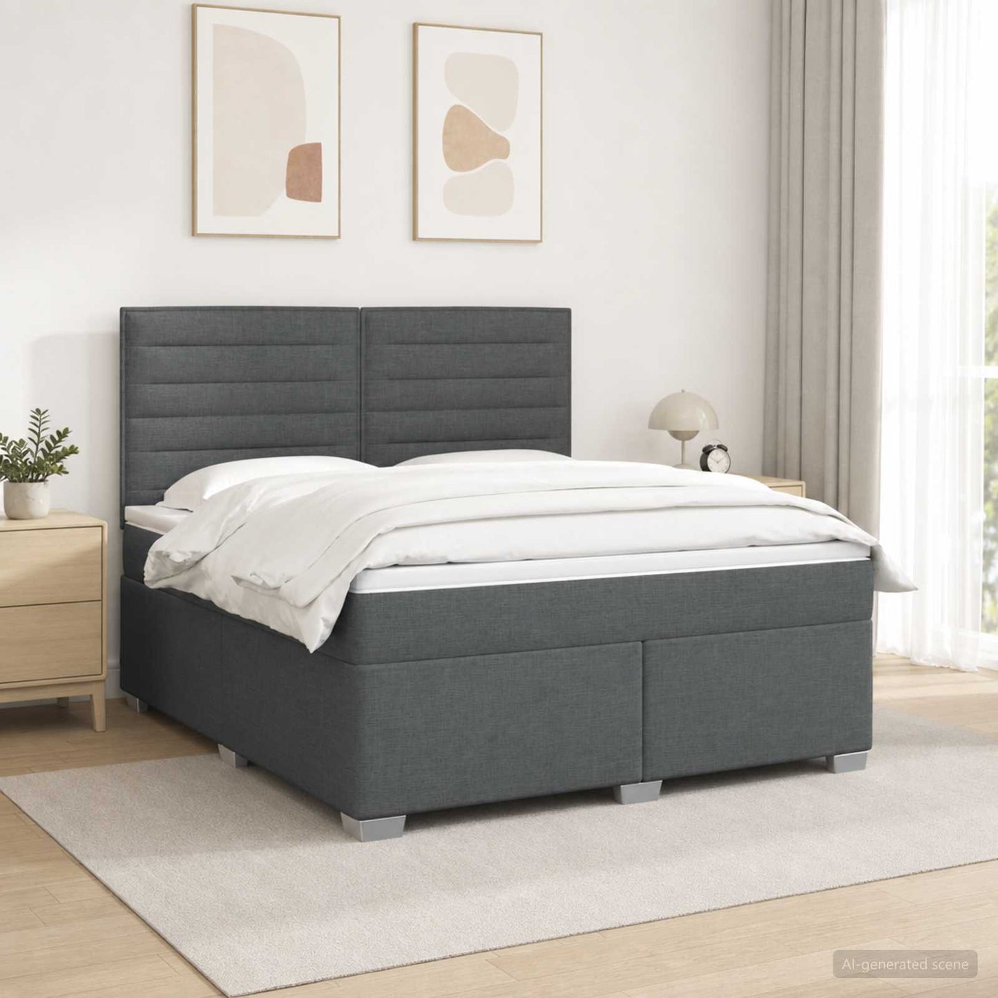 Boxspring ágy matraccal Sötétszürke 140 x 190 cm Szövet
