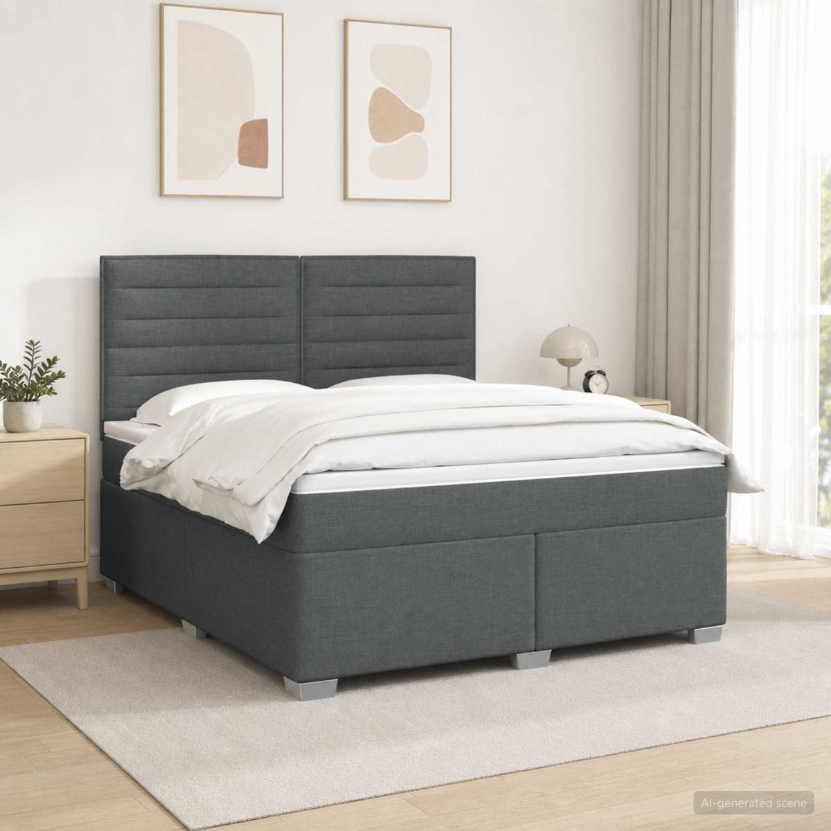Boxspring ágy matraccal Sötétszürke 160 x 200 cm Szövet