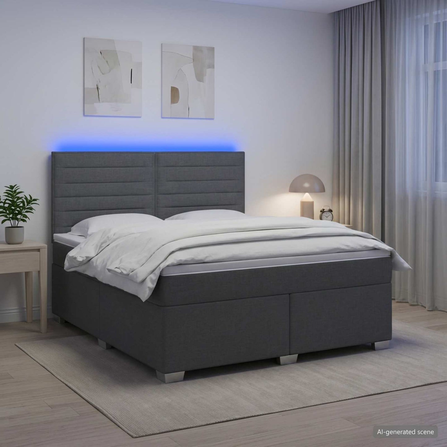 Boxspring ágy matraccal Sötétszürke 140 x 190 cm Szövet