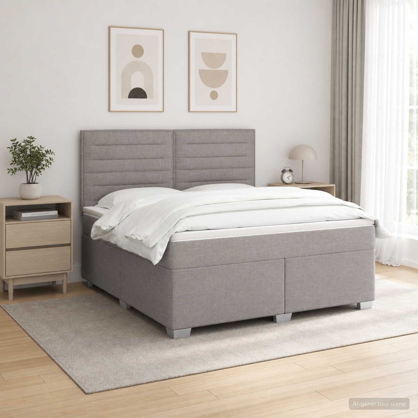 Boxspring ágy matraccal Tópszínű 140 x 200 cm Szövet