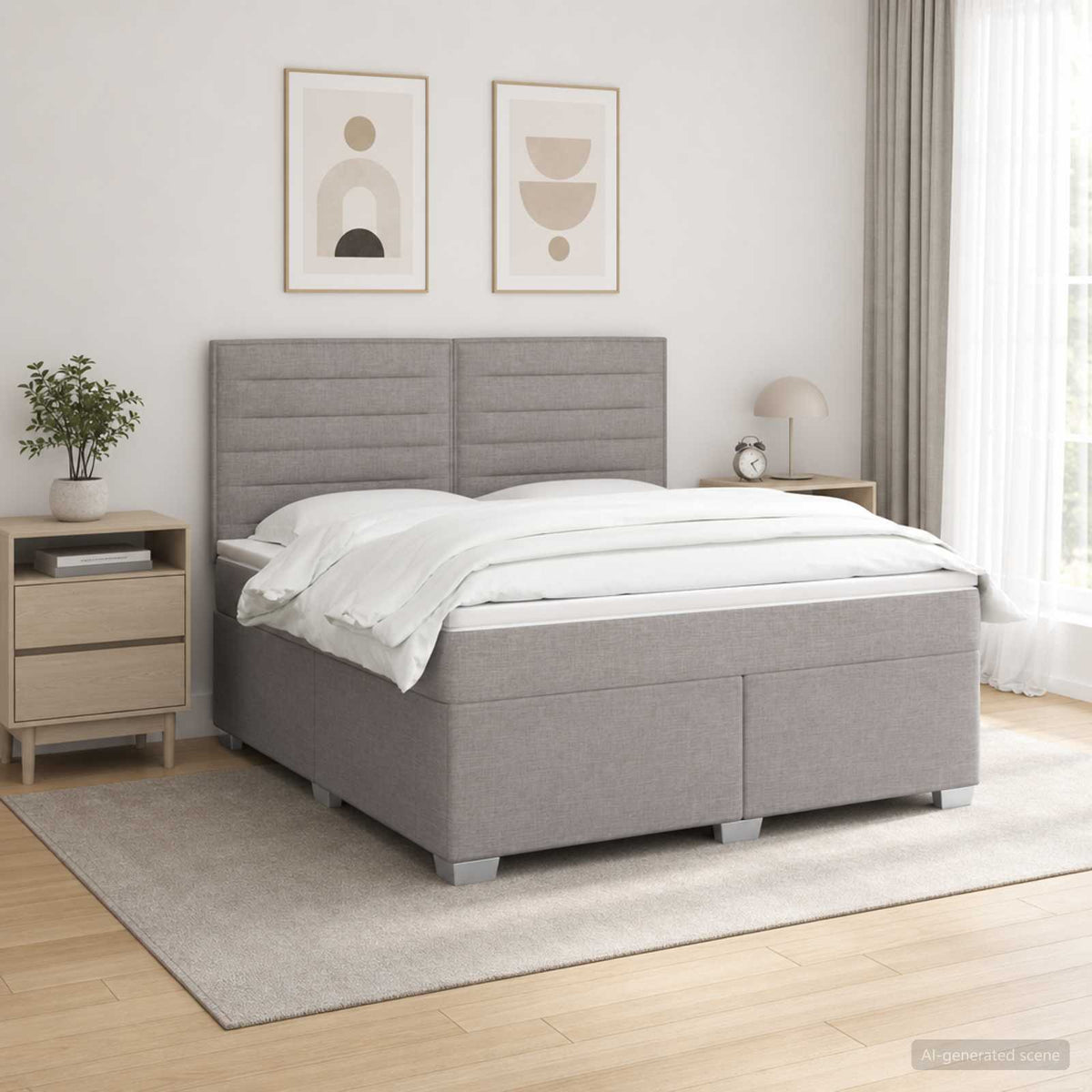 Boxspring ágy matraccal Tópszínű 140 x 190 cm Szövet
