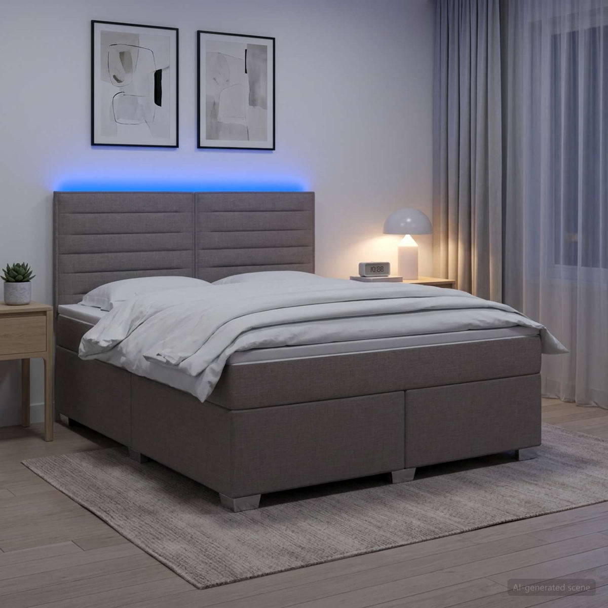 Boxspring ágy matraccal Tópszínű 140 x 200 cm Szövet