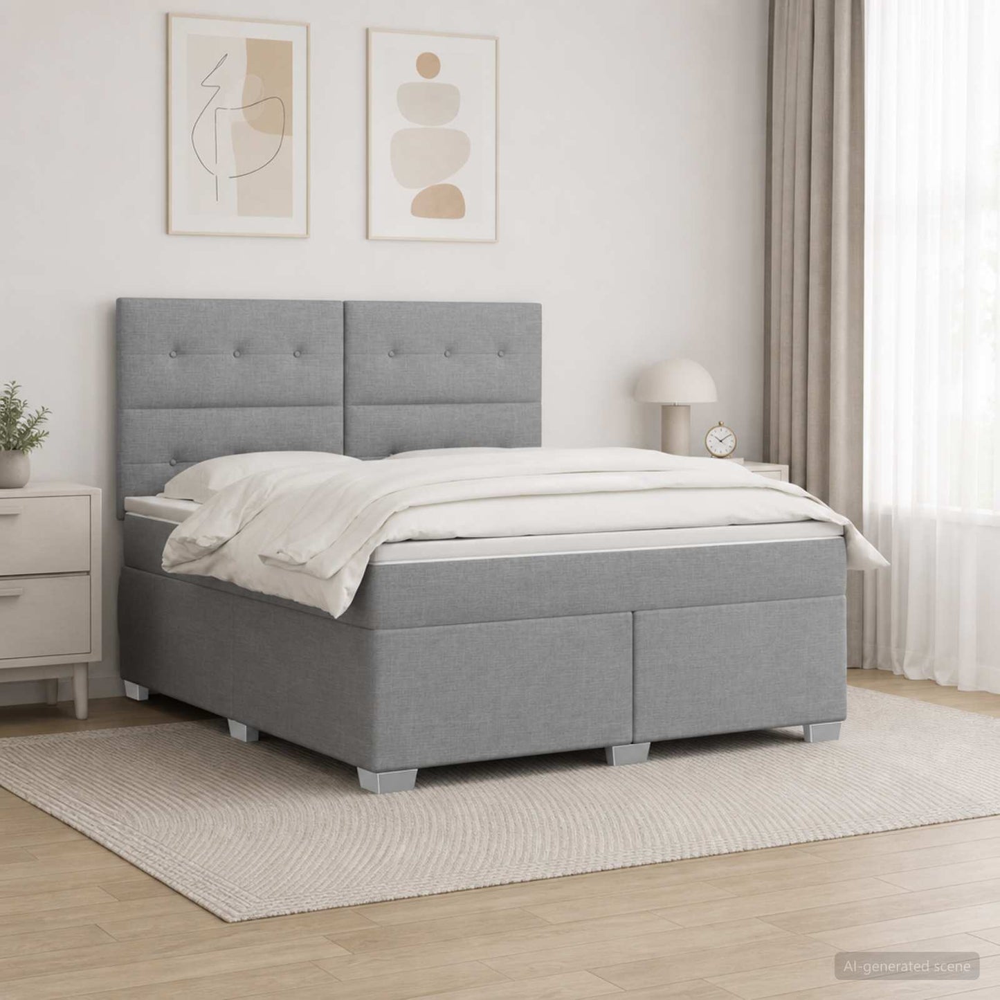 Boxspring ágy matraccal Világosszürke 180 x 200 cm Szövet