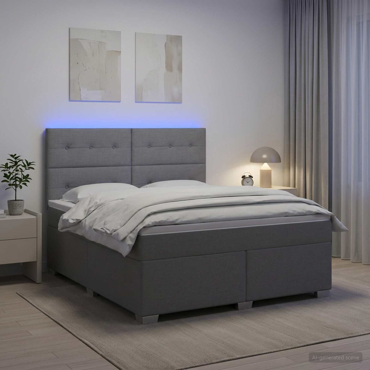 Boxspring ágy matraccal Világosszürke 140 x 190 cm Szövet