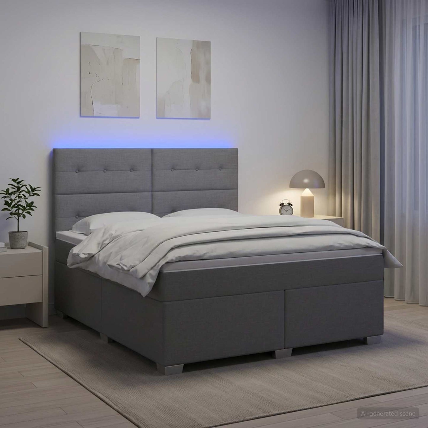 Boxspring ágy matraccal Világosszürke 180 x 200 cm Szövet