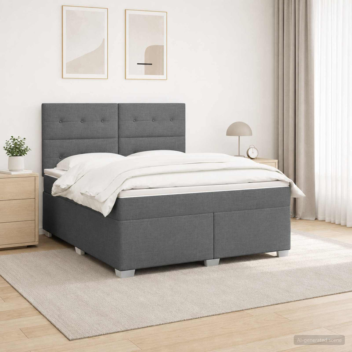 Boxspring ágy matraccal Sötétszürke 140 x 190 cm Szövet