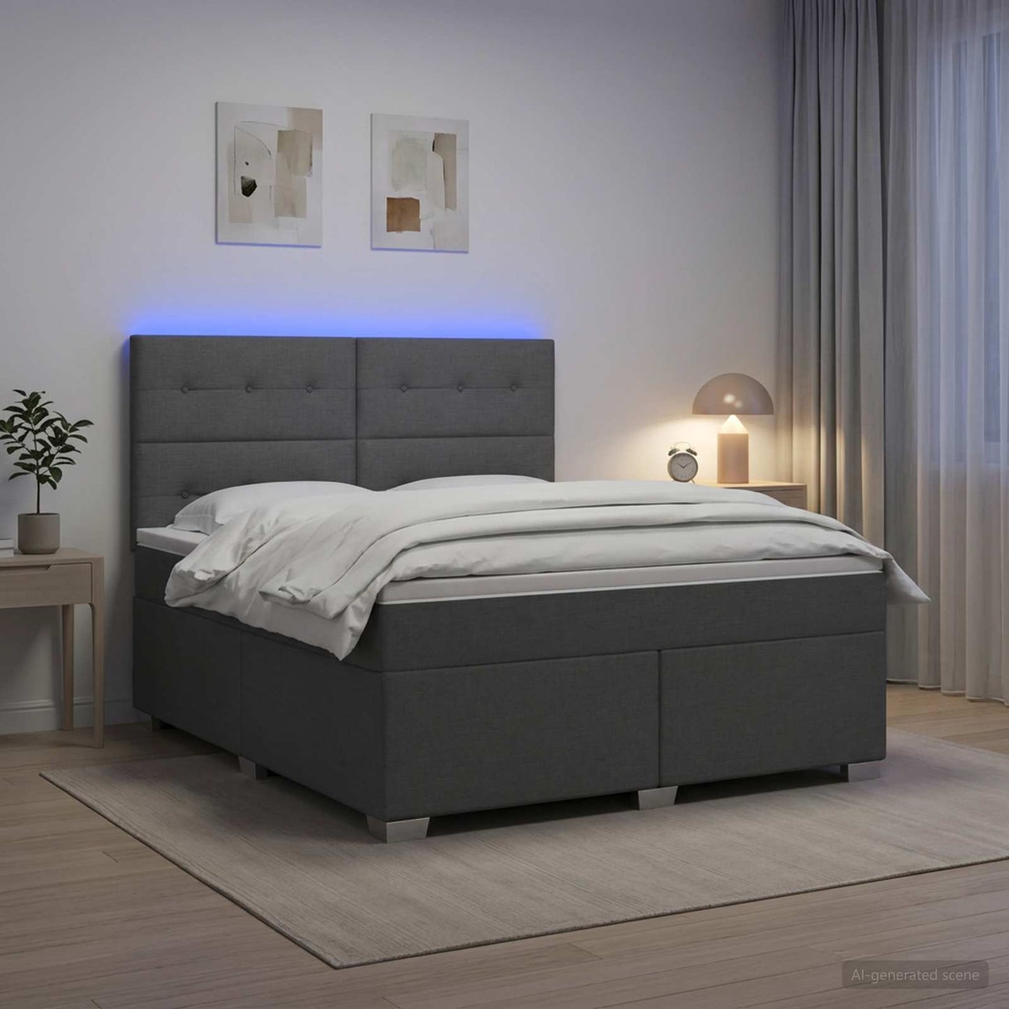 Boxspring ágy matraccal Sötétszürke 140 x 200 cm Szövet
