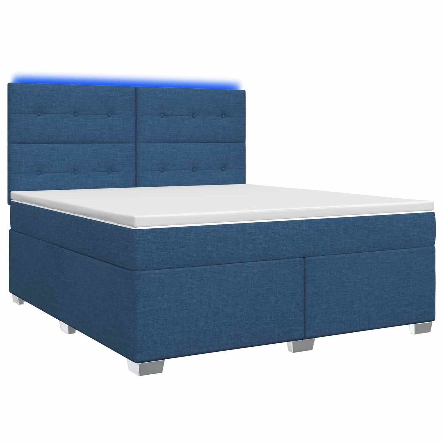 Boxspring ágy matraccal LED szalagokkal Kék 180 x 200 cm Szövet