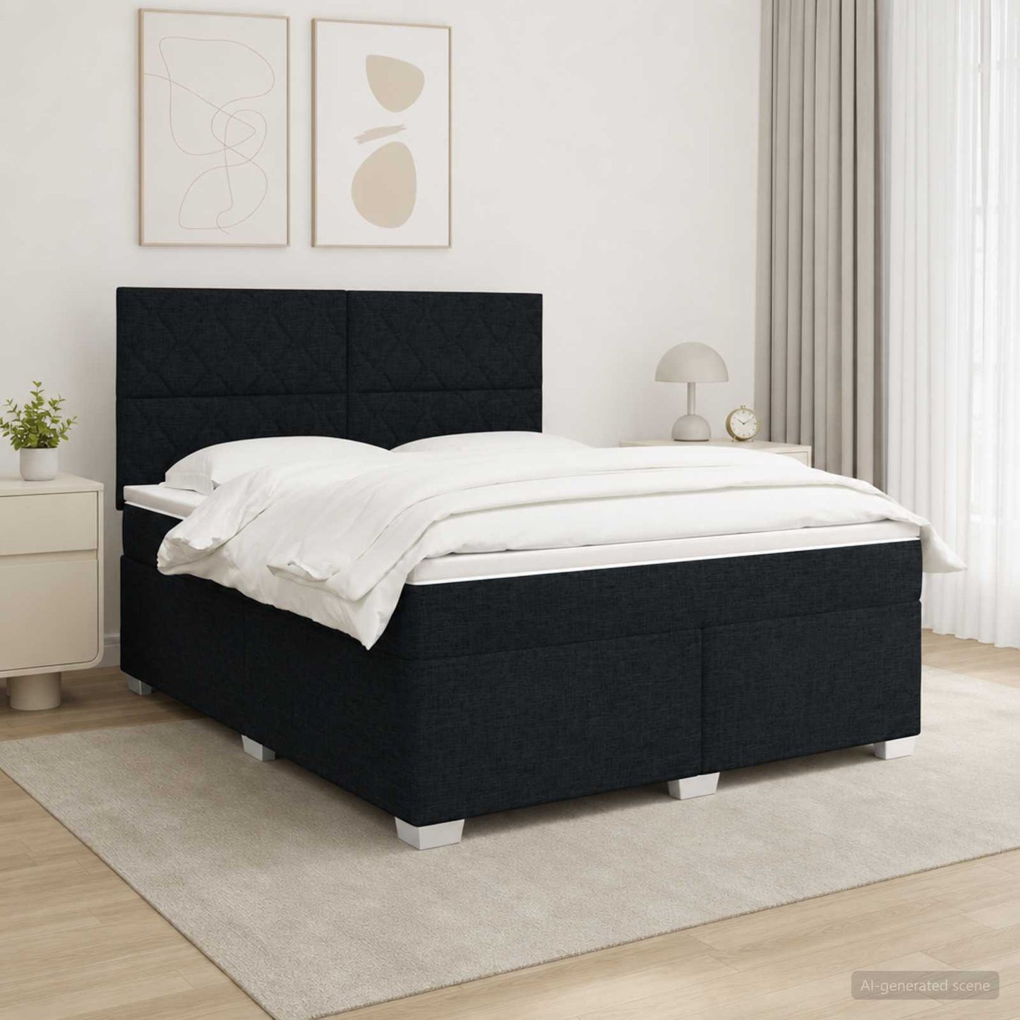 Boxspring ágy matraccal fejtámlával Fekete 180 x 200 cm Szövet