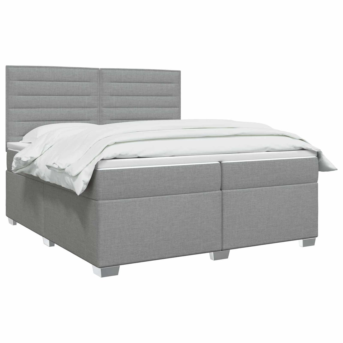Boxspring ágy matraccal Világosszürke 200 x 200 cm Szövet