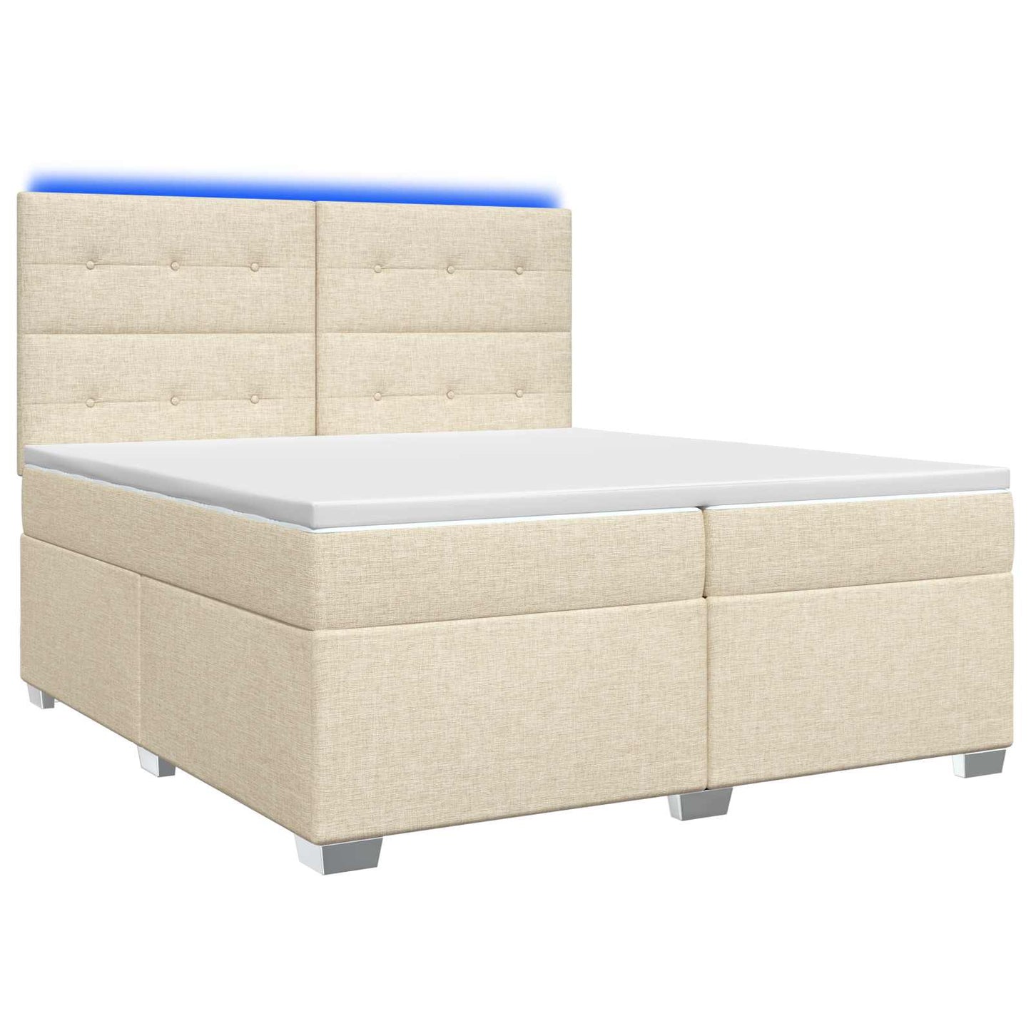 Boxspring ágy matraccal Krémszínű 200 x 200 cm Szövet