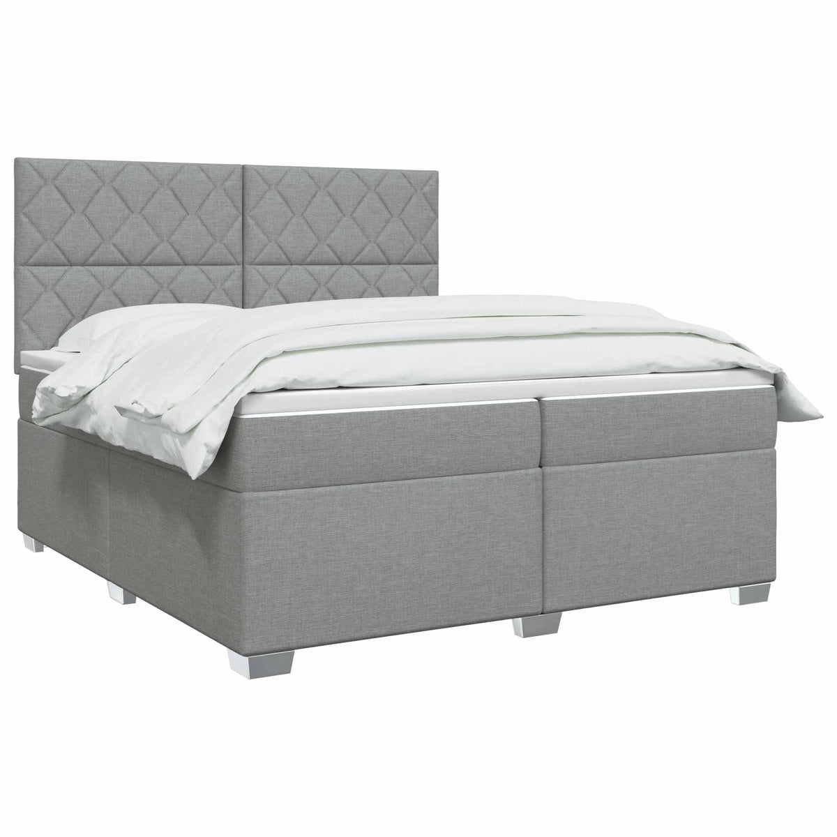 Boxspring ágy matraccal Világosszürke 200 x 200 cm Szövet