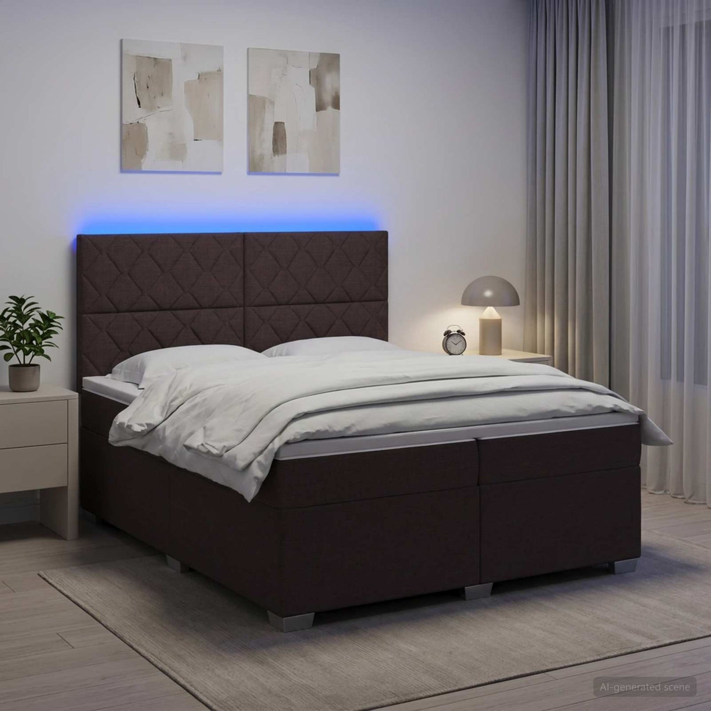 Boxspring ágy matraccal Sötét Barna 200 x 200 cm Szövet