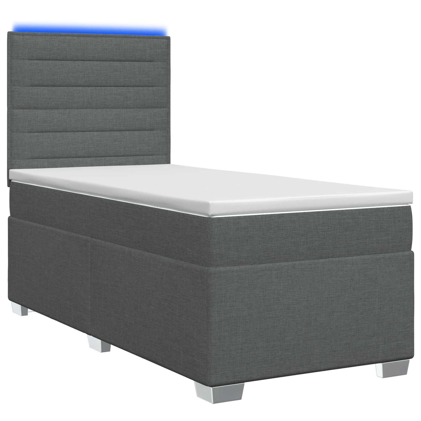 Boxspring ágy matraccal és LED-del Sötétszürke 90 x 190 cm
