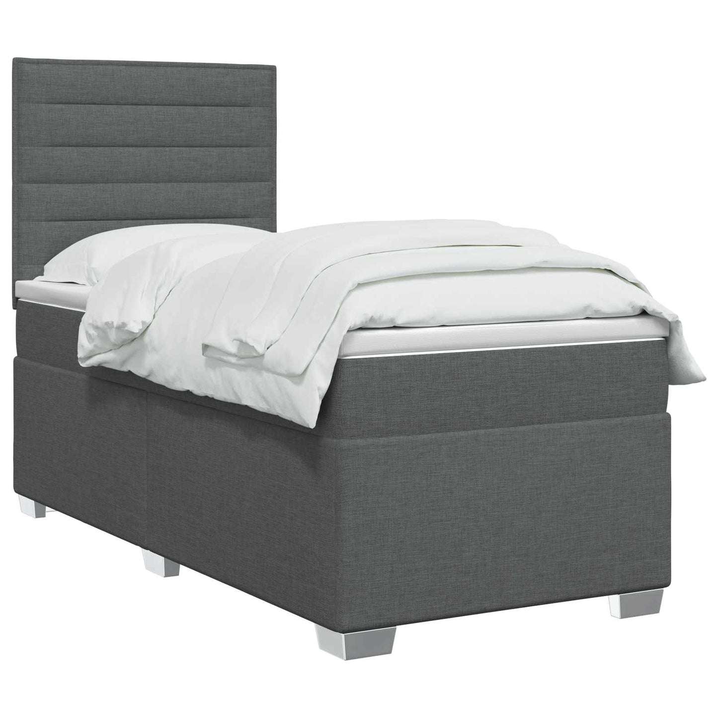 Boxspring ágy matraccal és LED-del Sötétszürke 90 x 190 cm
