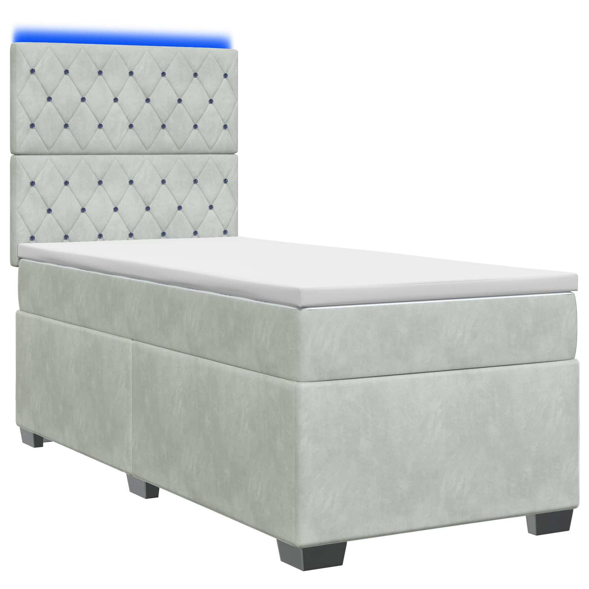 Boxspring ágy matraccal Világosszürke 80 x 200 cm Bársony