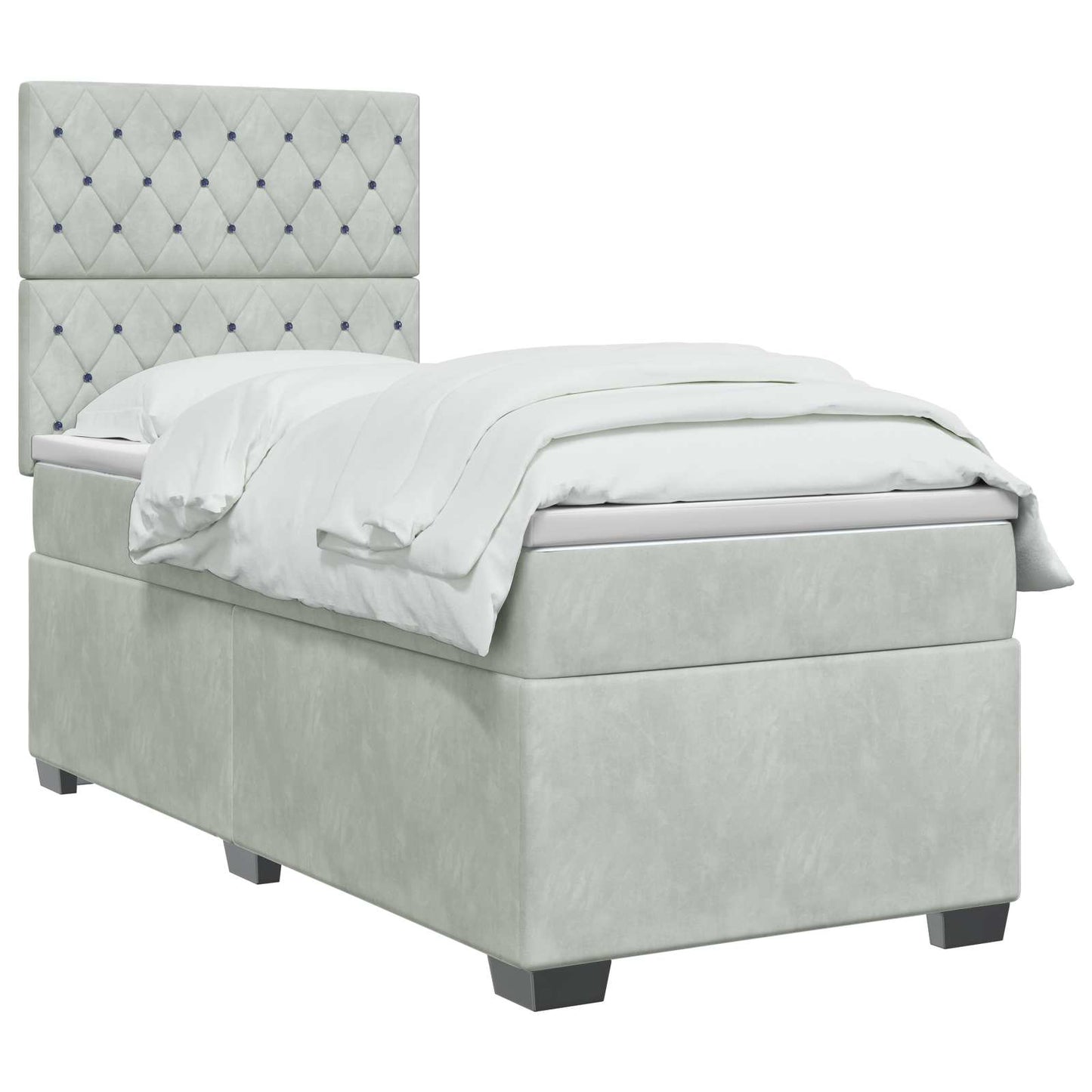 Boxspring ágy matraccal Világosszürke 80 x 200 cm Bársony